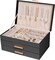 Elegant 2-Drawer Jewelry Box for Women – Large PU Leather Organizer for Necklaces, Rings, Earrings & Bracelets, Black & Gold Storage Case, Perfect Gift (Black)